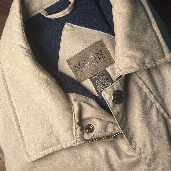 Austin Clothing Company Tan Barn Jacket Navy Fleece and Quilted Lining Men’s XXL - Picture 7 of 7